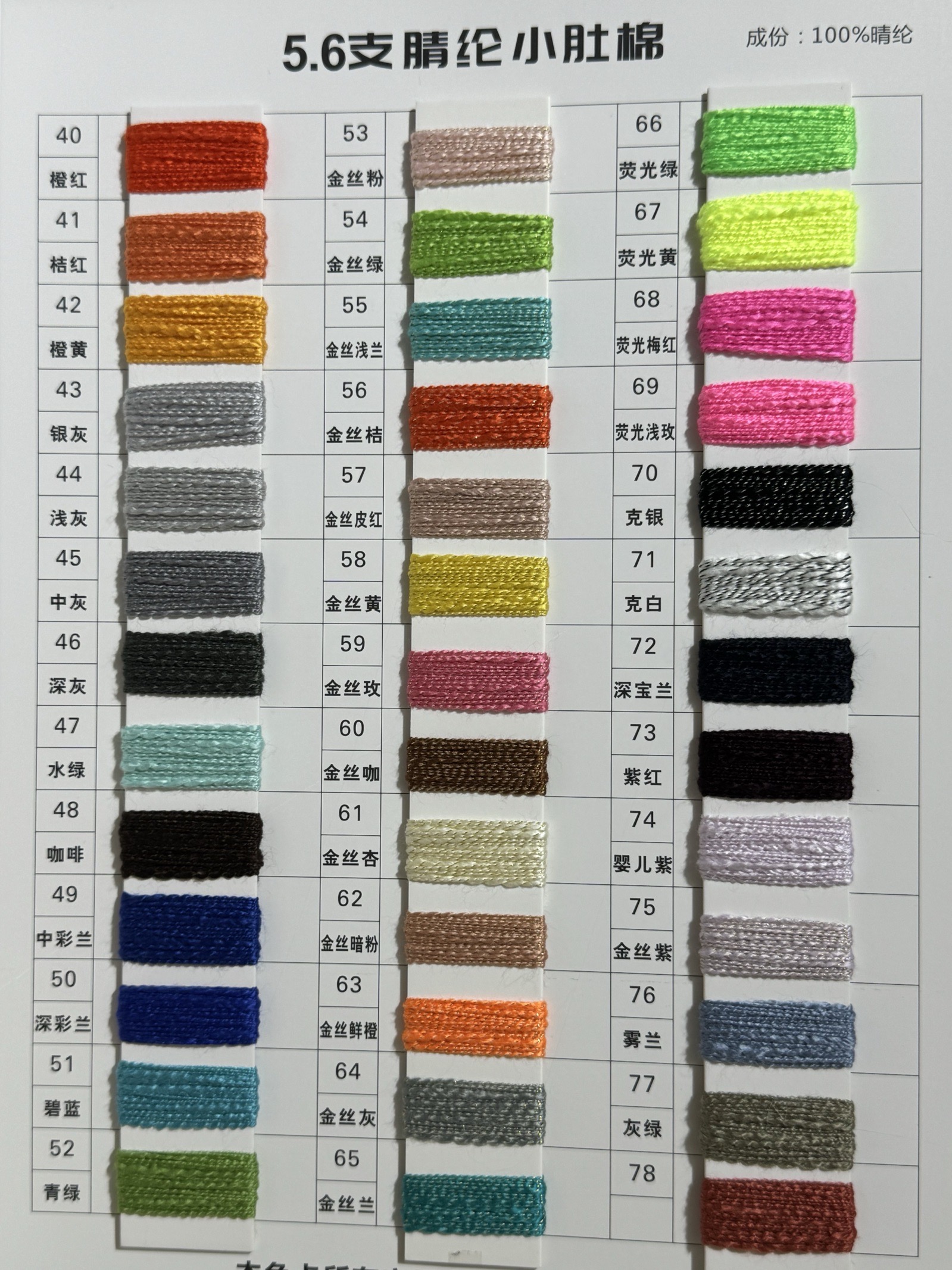5.6支腈纶小肚棉
